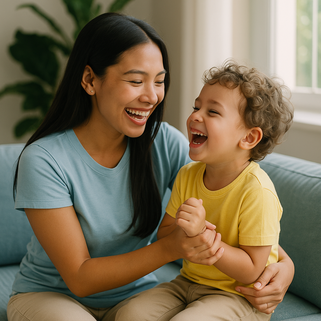 Criança com medo de dentista: dicas para ajudar Criança com Medo de Dentista? 5 Dicas Infalíveis para Ajudar em cena acolhedora com mãe e filho, representando odontopediatria de forma leve