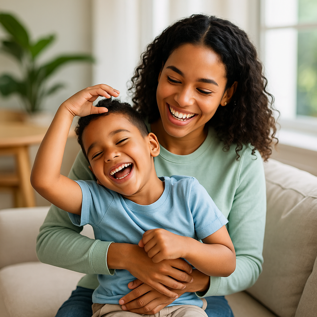 Canal em dente de leite com cuidado infantil Canal em Dente de Leite: Quando é Necessário e Quem Precisa Fazer em cena acolhedora entre criança e responsável, com contexto de cuidado infantil
