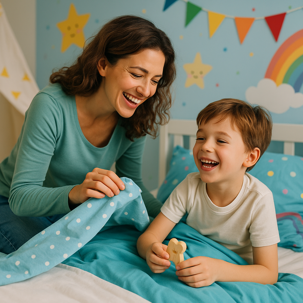 Fada Do Dente e infância com acolhimento Fada Do Dente: De Onde Surgiu e Por Que Contar a História Dela em cena acolhedora entre mãe e criança na hora de dormir